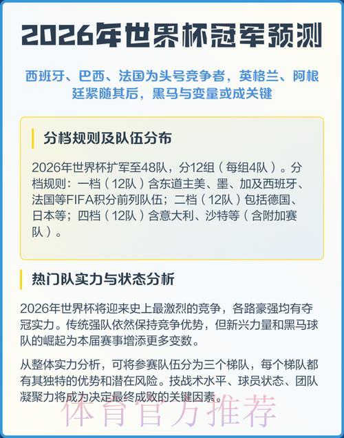 2026年世界杯赛果预测完全指南 2026年世界杯赛果预测完全指南